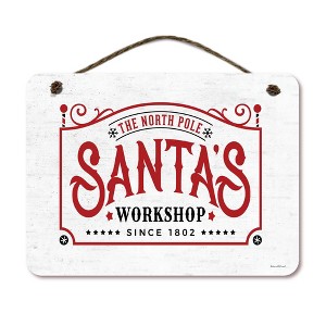 Courtside Market Santas Workshop 12x16 Hanging Artboard with Twine - 1 of 2
