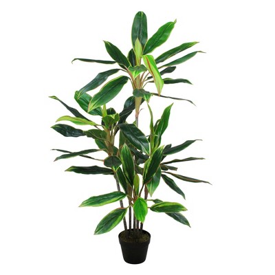 Northlight 55" Green and Red Potted Two Tone Dracaena Artificial Plant