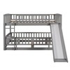 TiramisuBest Twin Over Twin Bunk Bed with Slide, Fence & Ladder, Kids Low Bunk Bed, White, Fun Play Bed for Kids & Teens - 4 of 4