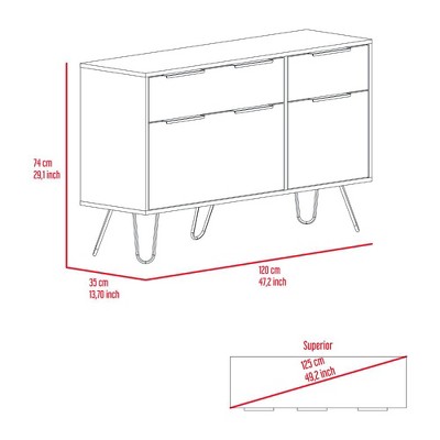 Light Wood Double Dresser with Hairpin Legs and Soft Close Drawers
