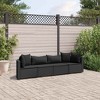 vidaXL Patio Sofa Set with Cushions Lounge Setting Outdoor Furniture Poly Rattan - 4 Piece Black - 2 of 4