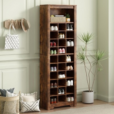 30 Shoe Cubby,Freestanding Tall Shoe Cabinet With Multiple Storage Capacity,Shoe Cabinet Storage,Shoe Racks For Entryway,Bedroom-Cuddlewood