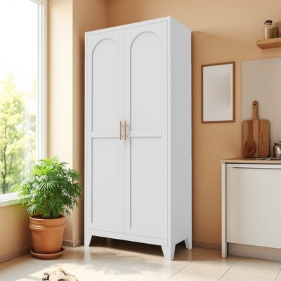 Metal Storage Cabinet, Kitchen Pantry Cabinet with Adjustable Shelves, Lockable File &Tool Cabinet, Garage Storage Cabinet for Kitchen
