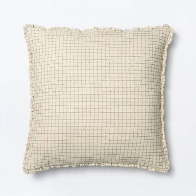 Oversized Mini Windowpane Square Throw Pillow Cream/Sage - Threshold™ designed with Studio McGee