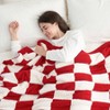 Red Checkered Christmas Blanket, Ultra Soft Faux Throw 50x60 Inches - 3 of 4