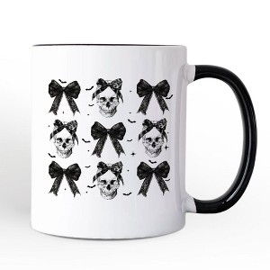 Coquette Skulls and Bows Personalized Mug, Gothic & Stylish Halloween Gift with Custom Name - 1 of 4