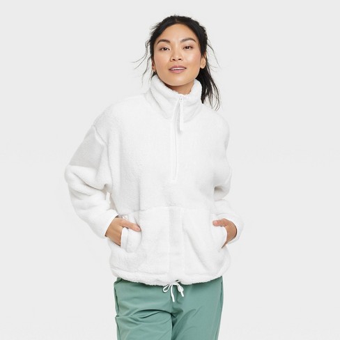 Women's High Pile Fleece 1/2 Zip Pullover - All In Motion™ Cream Xs : Target