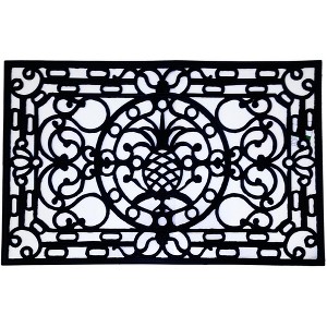 HomeRoots 18" X 30" Black Rubber Pineapple Outdoor Door Mat - 1 of 4