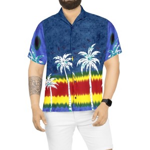LA LEELA Mens Hawaiian Shirts Short Sleeve Button Down Shirt Men's Hawaii Shirts Boho Holiday Casual Summer Beach Shirts for Men Funny - 1 of 4