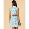 INSPIRE CHIC Women's Floral Sleeveless Half Placket Mini Belted Summer Dress - 4 of 4