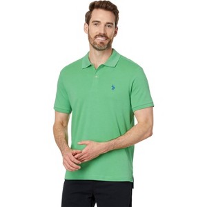 U.S. Polo Assn. Men's Solid Short Sleeve Interlock Polo Shirt, Golf Shirts for Men, Business Casual Polos - 1 of 3