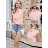 INSPIRE CHIC Women's Turndown Collar Ruffle Cap Sleeve Summer Button Down Floral Printed Blouses - 2 of 4