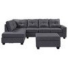 Reversible Sectional Sofa With Storage Ottoman 1100lbs Weight Capacity Rivet Ornament L-Shape Couch Living Room Furniture - 4 of 4