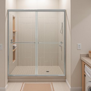 Chrome Bypass Shower Door with Sliding Glass - Modern Design - 1 of 4