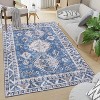 Blue Floral Print Rug, Low Pile Indoor Carpet with Non-Slip Backing, Washable & Stain Resistant for Living Room, Bedroom, Kitchen - 2 of 4