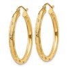 Black Bow Jewelry 3mm x 30mm 14k Yellow Gold Textured Round Hoop Earrings - 2 of 4