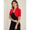 INSPIRE CHIC Women's Cropped Open Front Ruched Short Sleeve Bolero Shrugs - 4 of 4