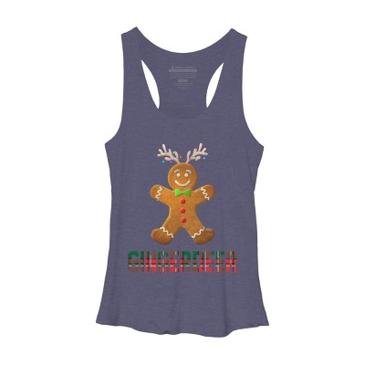 Women's Design By Humans Gingerbread Reindeer Matching Family Group Christmas Pajama By Forever9 Racerback Tank Top