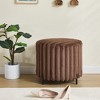 Lyngins Lightweight Round Pouf Ottoman Foot Rest with Black Metal Legs, 11.68 lbs Faux Fur Footstool with Wood Frame, Upholstered Ottoman Bench - 3 of 4