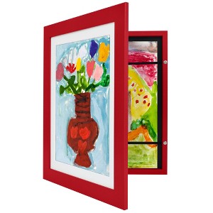 Americanflat Kids Art Frame 10x12.5 inches with 8.5x11 inches Mat - Composite Wood And Glass - Holds 100 Artworks - 1 of 4