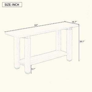 KIGFTSOD Modern Minimalist Console Table, Solid Wood with Metal Accents & Built-in Shelf, for Living Room Hallway, Black - 1 of 4