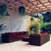 vidaXL Patio Lounge Set Outdoor Sectional Sofa Set Table Garden Poly Rattan - Brown and Red 4x Corner 3x Middle Table - 2 of 4