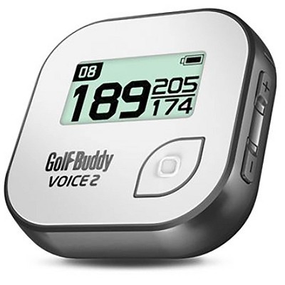 GolfBuddy Voice 2 Talking GPS Range Finder Rechargeable Watch Clip-On, Grey