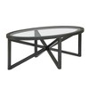 Anybear Modern Simple Glass Coffee Table with Solid Wood Base - 2 of 4