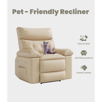Oversized Wide Rocker Swivel Recliner Chair - Faux PU Leather Large Manual Recliner for Adults