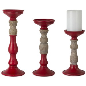 Rustic Red Candle Holder Set of 3 – 12.5" Tall Decorative Set by Melrose - 1 of 4