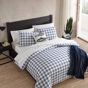 Eddie Bauer Basic Plaid Duvet Set Navy Blue - 1 of 4