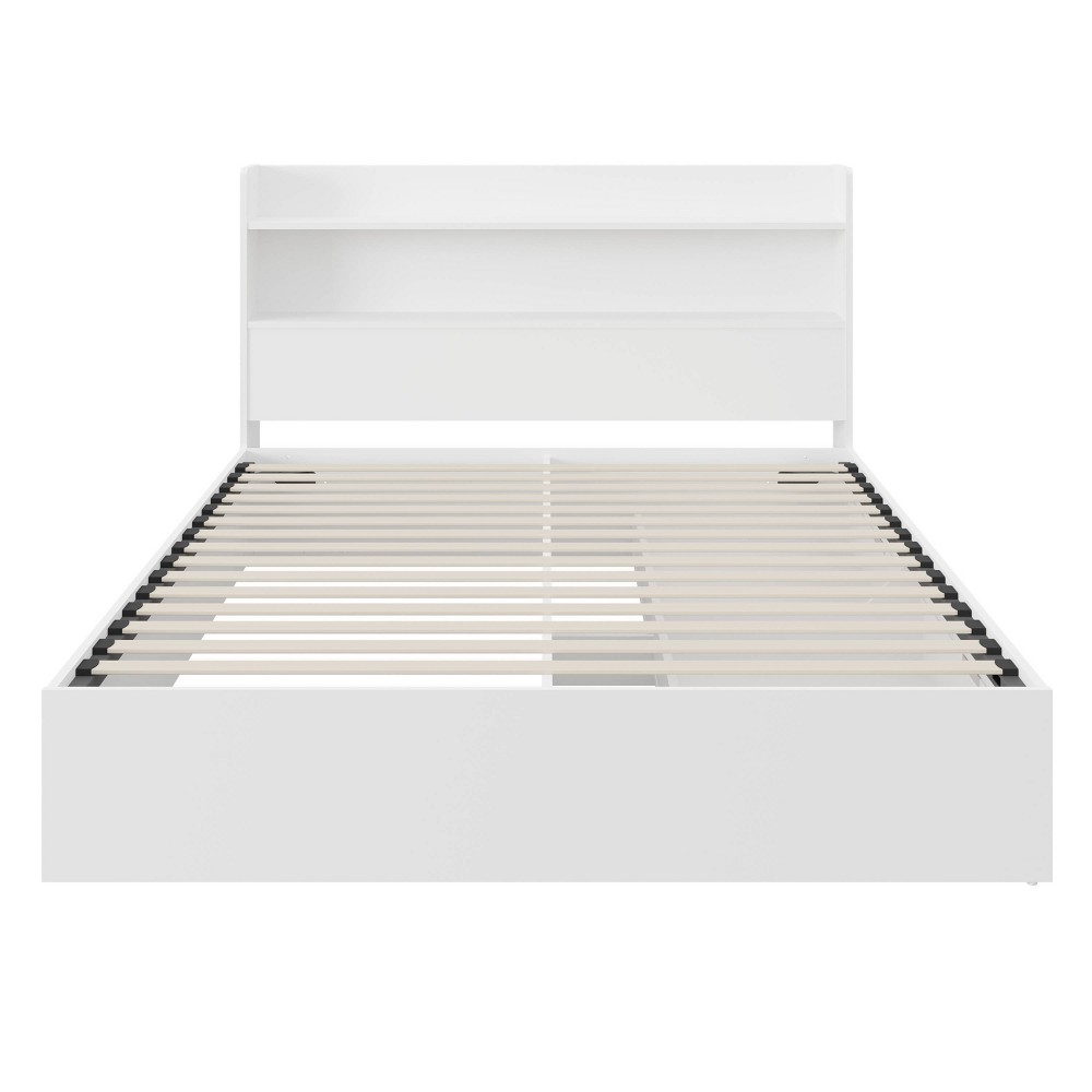 Photos - Bed Nexera Queen Hunter Storage  with Headboard White: Modern Platform with Built-In Drawers, No Box Spring Needed