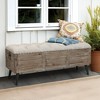 LuxenHome 47.2-Inch Wide Upholstered Wood Storage Bench Brown - image 2 of 4