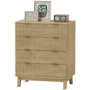 Aghana Digitals White 6-Drawer Fluted Chest with Gold Pulls, 5 Wood Legs - Spacious Storage Dresser - 1 of 4