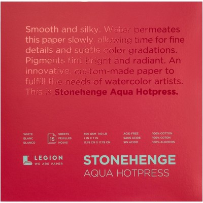 Stonehenge Aqua Block Hotpress Pad 7"X7" 15 Sheets/Pkg-White 140lb