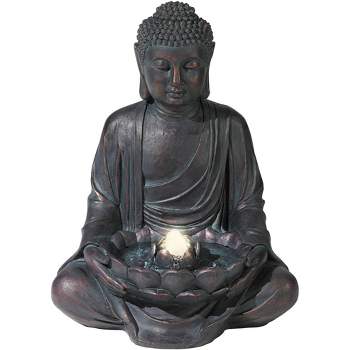 John Timberland Zen Buddha Outdoor Water Fountain LED Light Meditating for Yard Garden