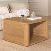 Lyngins 30.8" Square Farmhouse Coffee Table, 2-Tier Storage Center Table, Rustic Wood Finish Tea Table with Half Open Storage Compartment - 2 of 4