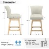 Vipbear 26/30 In Counter Height Swivel Barstool with Back,Modern Fabric Swivel Barstools Chair for Kitchen Island,Pub Upholstered Solid Wood Legs - 2 of 4