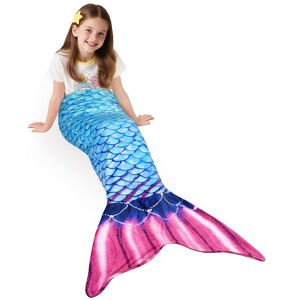 Catalonia Kids Flannel Blanket Mermaid Tail, Ultra Soft Plush Sleeping Bag Snuggle Blanket for Girl Toddlers, Cozy Gift - 1 of 4