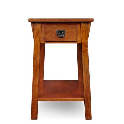 Russet Solid Wood Mission End Table with Drawer and Shelf