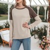 Anna-Kaci Women's Casual Crewneck Sweatshirts Long Sleeve Color Block Blouses Side Slit Pullover Tops - 4 of 4