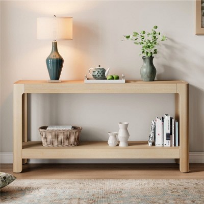 Console Table with Rounded Corners and Open Shelf, Elegant Narrow Entryway Table for Hallway, Living Room or Behind Sofa Display-The Pop Home