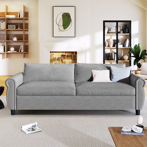 Costway Convertible Lazy Sofa Bed with 42-Level Adjustable Backrest&2  Lumbar Pillows Beige