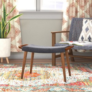 GDFStudio Neville Mid-Century Modern Linen Upholstered Ottoman - 1 of 4