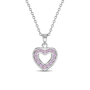 Girls' Open CZ Heart Sterling Silver Necklace - In Season Jewelry - 1 of 4
