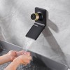 Sumerain Wall Mount Bathroom Sink Faucet with Swiveling Waterfall Brass Spout, Black and Gold - 3 of 4