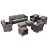 Sonkuki 8-Piece Patio Conversation Set with Swivel Rocking Chair and Side Table, Navy Blue Cushion - 2 of 4
