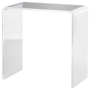 Modern Acrylic End Table, Waterfall Side Table with Rounded Edges and Storage for Small Spaces, 21" x 12" x 21" - 1 of 4