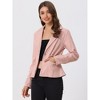 INSPIRE CHIC Women's Notched Lapel Button Up Long Sleeve Washed Denim Blazer - 3 of 4