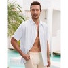 Men's Cotton Linen Shirts Relaxed Fit Short Sleeve Beach Button Down Shirt Button Up Pleats Guayabera Shirts - 2 of 4